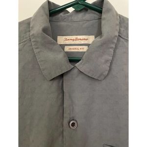Tommy Bahama Short Sleeve Button Up Shirt Mens Medium Blue Silk